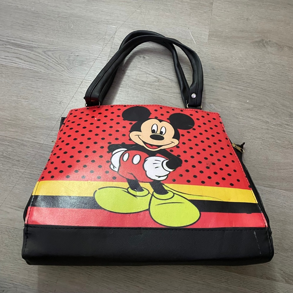 Disney Mickey Mouse Satchel Bag Womens Large Red Polka Dot Handbag Graphic